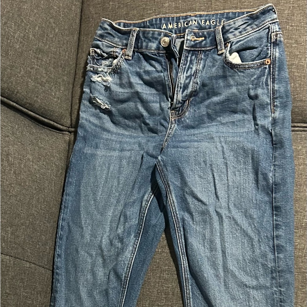 American Eagle Outfitters Women's Distressed Denim Mom Jeans